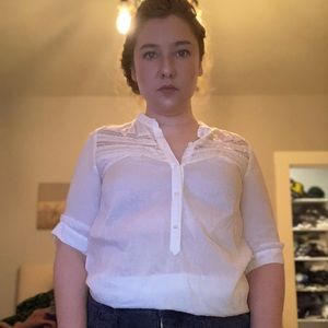 DKNY sheer white blouse